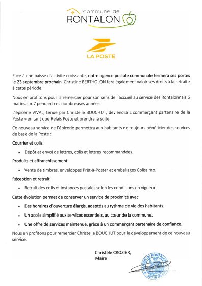 Fermeture agence postale